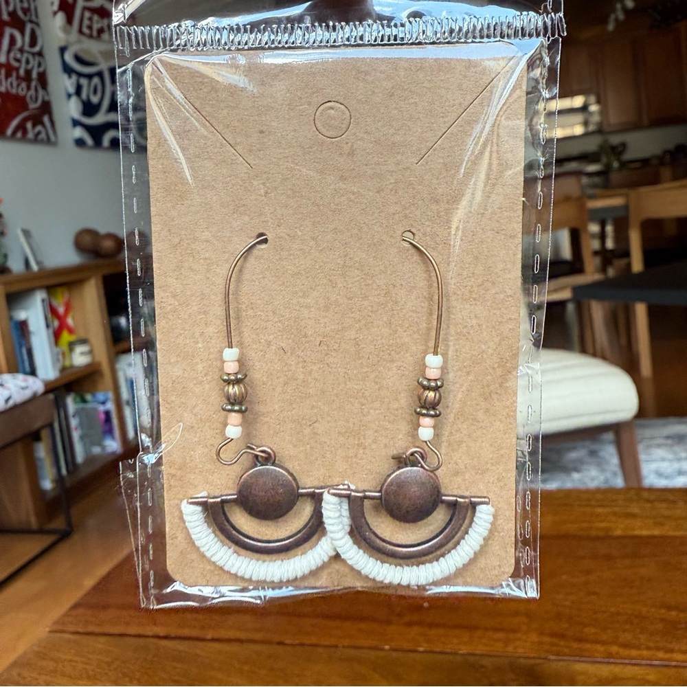 NEW Coastal Bronze Hippie Bohemian Bronze Tone Earrings Brown